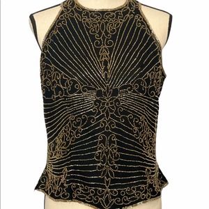 Vintage JMD New York black and gold beaded top.